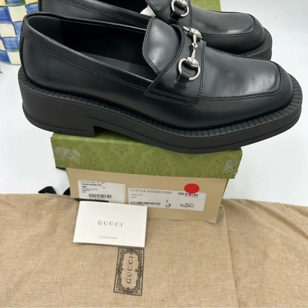 Men’s Gucci chunky horse bit loafers size 8 fits 8.5 US made in Italy